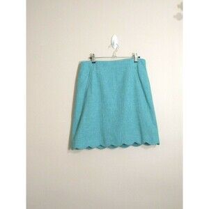 Talbots Wool Blend Scallop Hem Pencil Skirt 4 Blue Preppy Old Money Minimalist